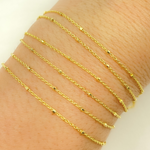 Load image into Gallery viewer, 14K Solid Yellow Gold Cube Satellite Chain by Foot