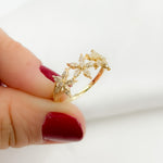Load image into Gallery viewer, 14K Solid Yellow Gold Diamond Flower Ring.