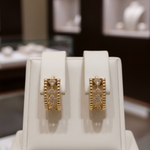 Load image into Gallery viewer, EHC57625. 14K Solid Yellow Gold Diamond Fancy Hoop Earrings