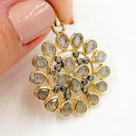 Load image into Gallery viewer, DSP025. Diamond Sterling Silver Round Flower Pendant with Gemstone