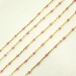 Load image into Gallery viewer, 925 Sterling Silver Gold Plated Enamel Rose Color Cable Chain. V203RSGP
