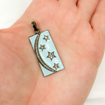 Load image into Gallery viewer, Buy Now Diamond Sterling Silver Rectangle Moon and Star Enamel Pendants
