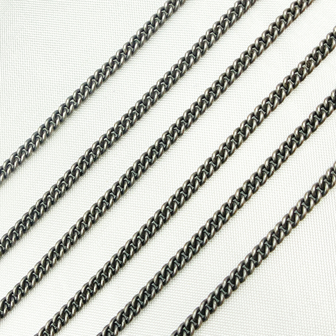 X18OX. Oxidized Sterling Silver Curb Chain
