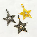 Load image into Gallery viewer, DP368. Diamond Sterling Silver Star Pendant with Polki Diamond