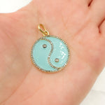 Load image into Gallery viewer, Silver Round Yin and Yang Enamel Pendant