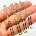 Load image into Gallery viewer, 925 Sterling Silver Two Tone Diamond Cut Paperclip Chain