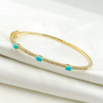 Load image into Gallery viewer, BNH68197TQ. 14K Solid Gold Bangle with Diamonds and Turquoise