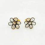 Load image into Gallery viewer, Diamond Silver Flower Studs
