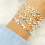 Load image into Gallery viewer, Y86SS. Sterling Silver Flat Figaro Link Chain