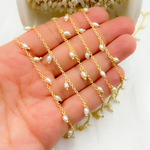 Load image into Gallery viewer, Pearl Dangle Gold Plated 925 Sterling Silver Wire Chain. PRL58