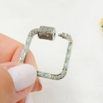Load image into Gallery viewer, Sterling Silver Square Enamel Carabiner Clasp