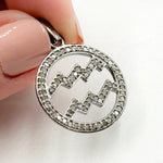 Load image into Gallery viewer, DC373. Diamond Sterling Silver Round Aquarius Zodiac Pendant