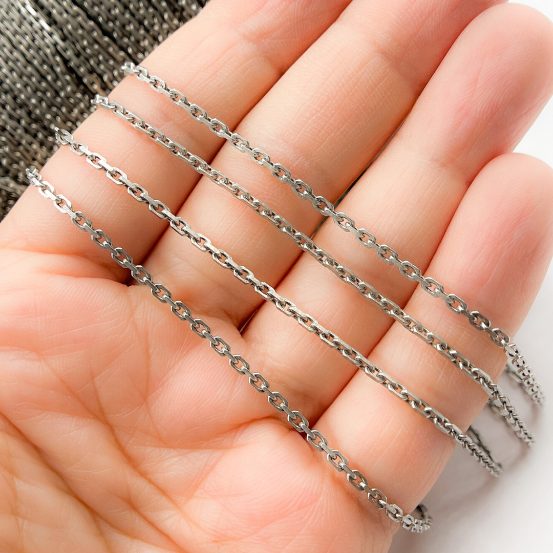 Z38OX. Oxidized Sterling Silver Thick Box Link Chain