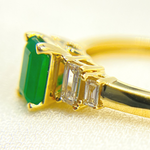 Load image into Gallery viewer, 14K Solid Yellow Gold Diamond and Emerald Cluster Ring.