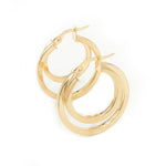 Load image into Gallery viewer, 14K Solid Gold Fancy Hollow Double Hoop Earrings