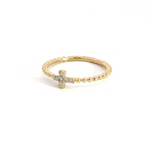 Load image into Gallery viewer, 14k Solid Yellow Gold Cross Diamond Ring.