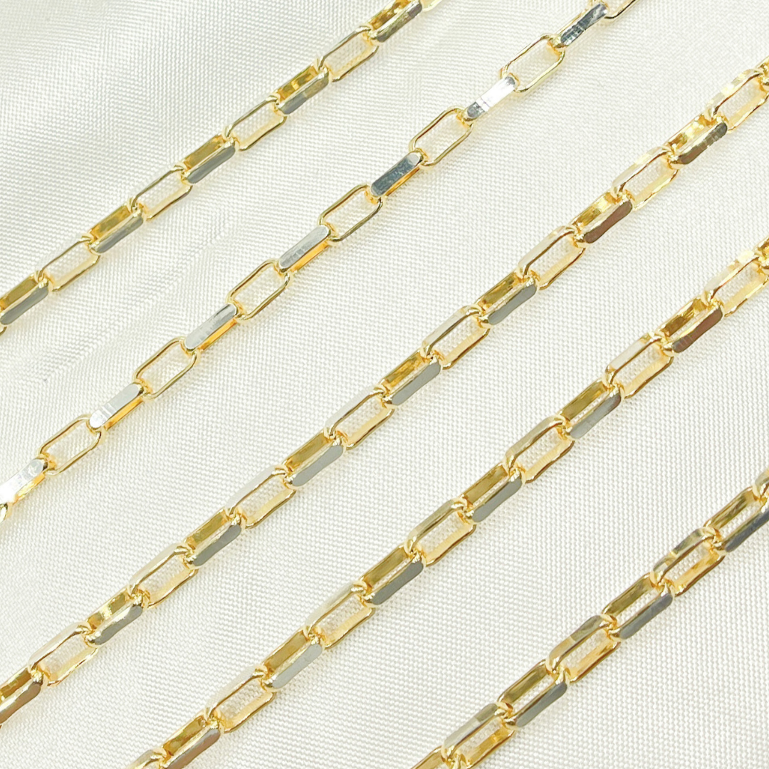 Z100GS. Gold Plated Sterling Silver Flat Oval Link Chain