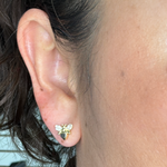Load image into Gallery viewer, ER417984Y. 14K Solid Gold Diamond and Black Diamond Bee Studs Earrings