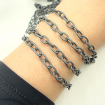 Load image into Gallery viewer, Black Rhodium Matt Silver Smooth Cable Link Chain