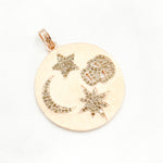 Load image into Gallery viewer, DP357. Diamond Sterling Silver Round Skull, Star and Moon Pendant