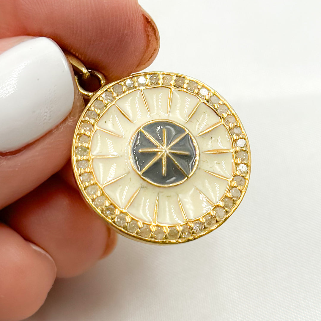 Sterling Silver Round Star Enamel Pendant