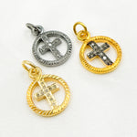 Load image into Gallery viewer, DC328. Diamond Sterling Silver Round Cross Charm