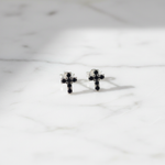 Load image into Gallery viewer, ER427136. 14k Solid Gold Diamond and Gemstone Cross Stud Earrings