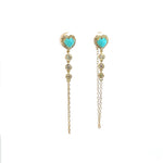 Load image into Gallery viewer, CE96388TQ5. 14k Solid Gold Diamond and Turquoise Dangle Earrings