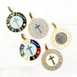 Load image into Gallery viewer, Silver Round Cross Enamel Pendant