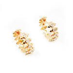 Load image into Gallery viewer, 14k Solid Yellow Gold Diamond Fancy Hoop Earrings