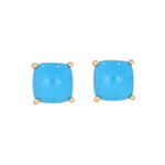 Load image into Gallery viewer, CE96807TQ8. 14K Solid Yellow Gold Turquoise Square Stud Earring