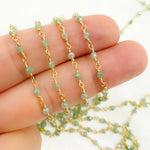 Load image into Gallery viewer, Coated Green Quartz Gold Plated Wire Chain. CQU36