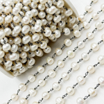 Load image into Gallery viewer, Round White Freshwater Pearl Wire Wrap Chain. PRL31