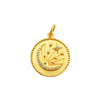 Load image into Gallery viewer, 14K Gold with Diamonds Circle Shape Charm with Moon and Stars in the Center. GDP238