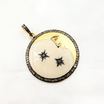 Load image into Gallery viewer, DP432A. Diamond Sterling Silver Moon & Stars Enamel Pendant