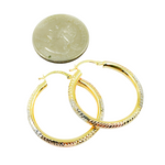 Load image into Gallery viewer, GER56. 14K Solid Tri-Color Gold Round Hollow Hoop Earrings β Classic Hoops