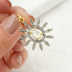 Load image into Gallery viewer, DP193. Diamond & Sterling Silver Flower Pendant with Gemstone