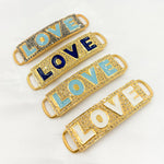 Load image into Gallery viewer, Sterling Silver Rectangle LOVE Enamel Connector