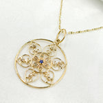Load image into Gallery viewer, 14K Solid Gold Diamond Circle Flower Charm. GDP190
