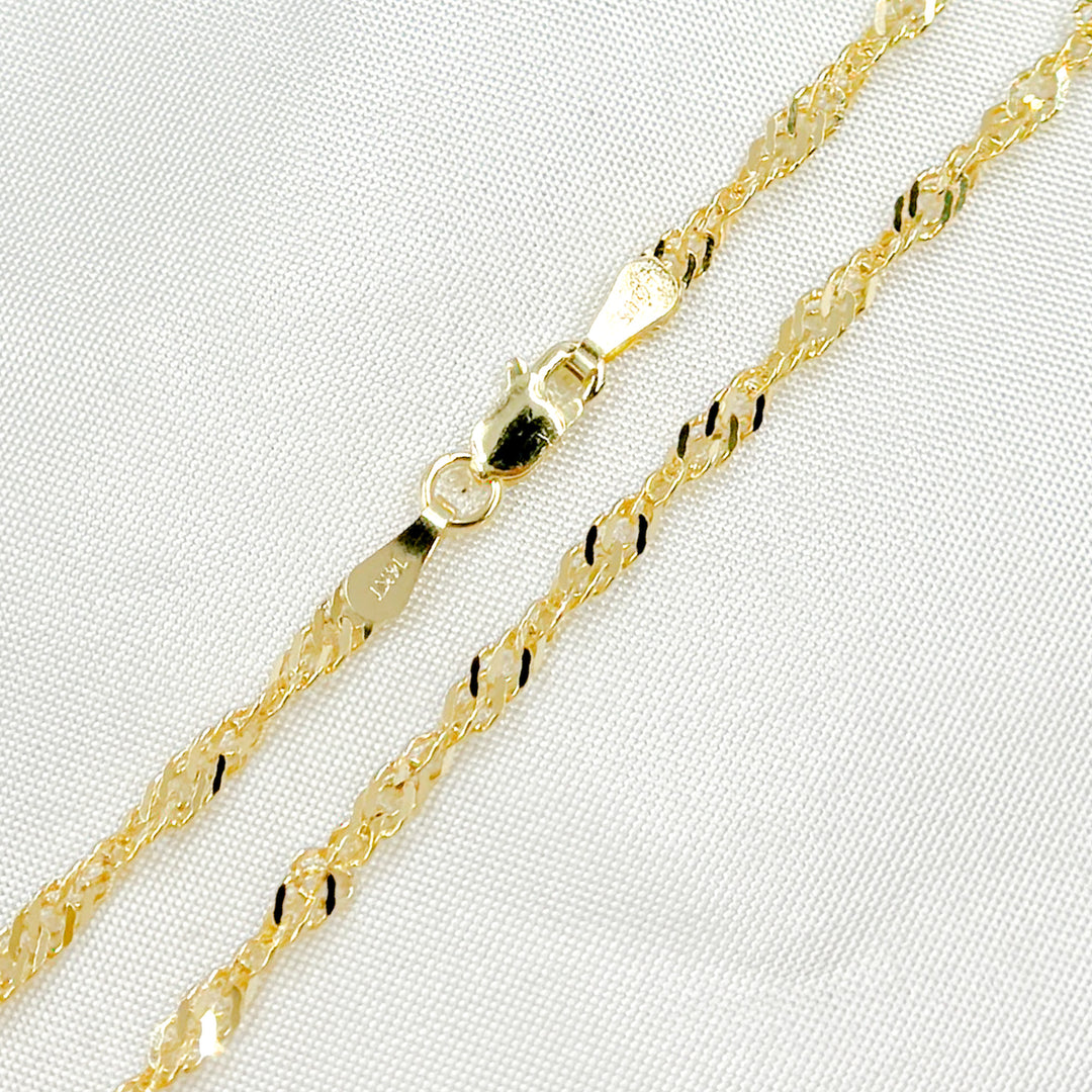 14K Solid Yellow Gold Wheat Necklace