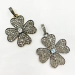 Load image into Gallery viewer, DP195. Diamond Sterling Silver Flower Pendant with Gemstone