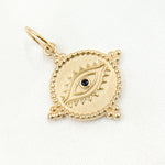 Load image into Gallery viewer, Gold Round Eye Charm with Gemstones
