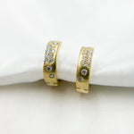 Load image into Gallery viewer, HP401868. 14k Solid Yellow Gold Diamond Huggie Hoop Earrings