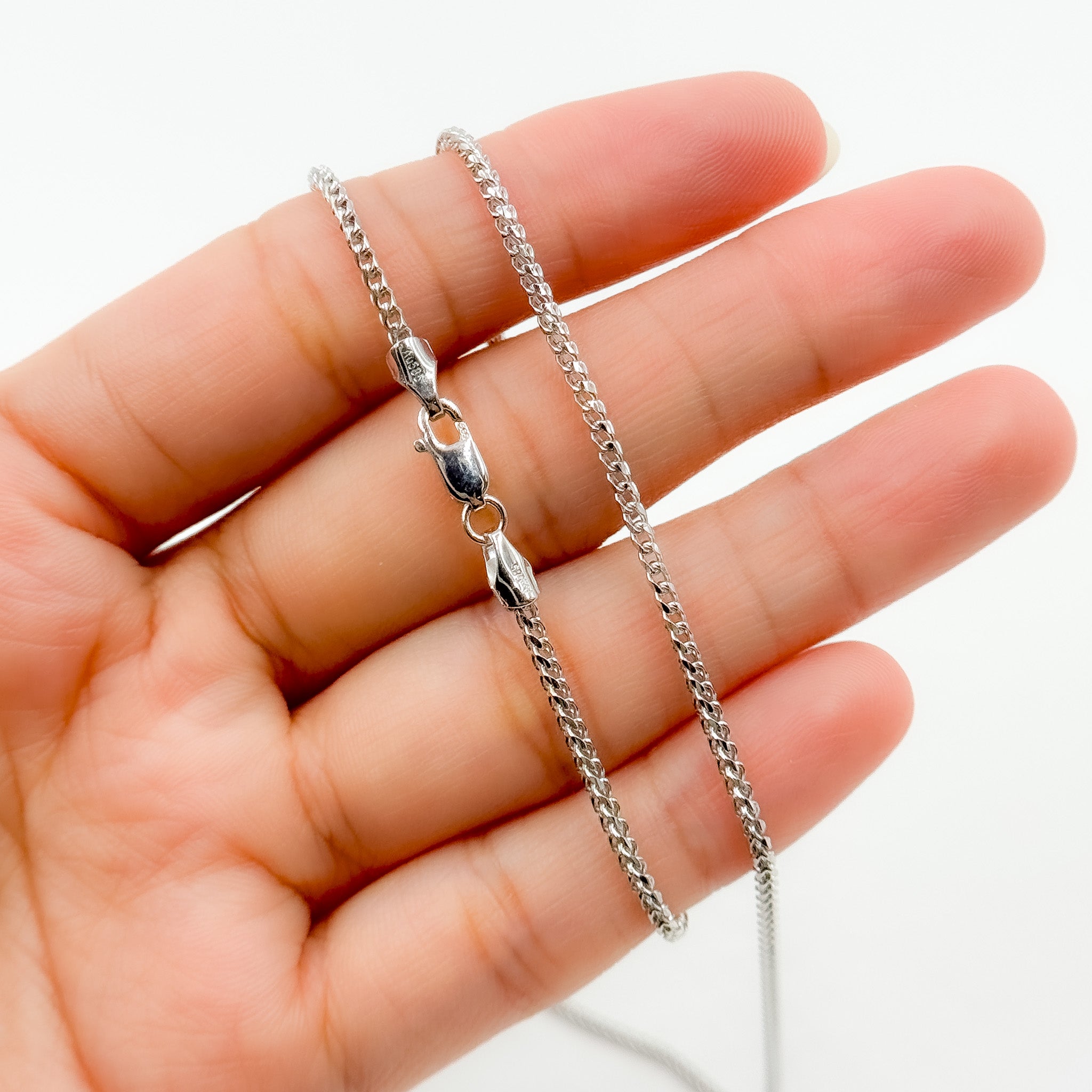 14K White Solid Gold Franco Link Chain