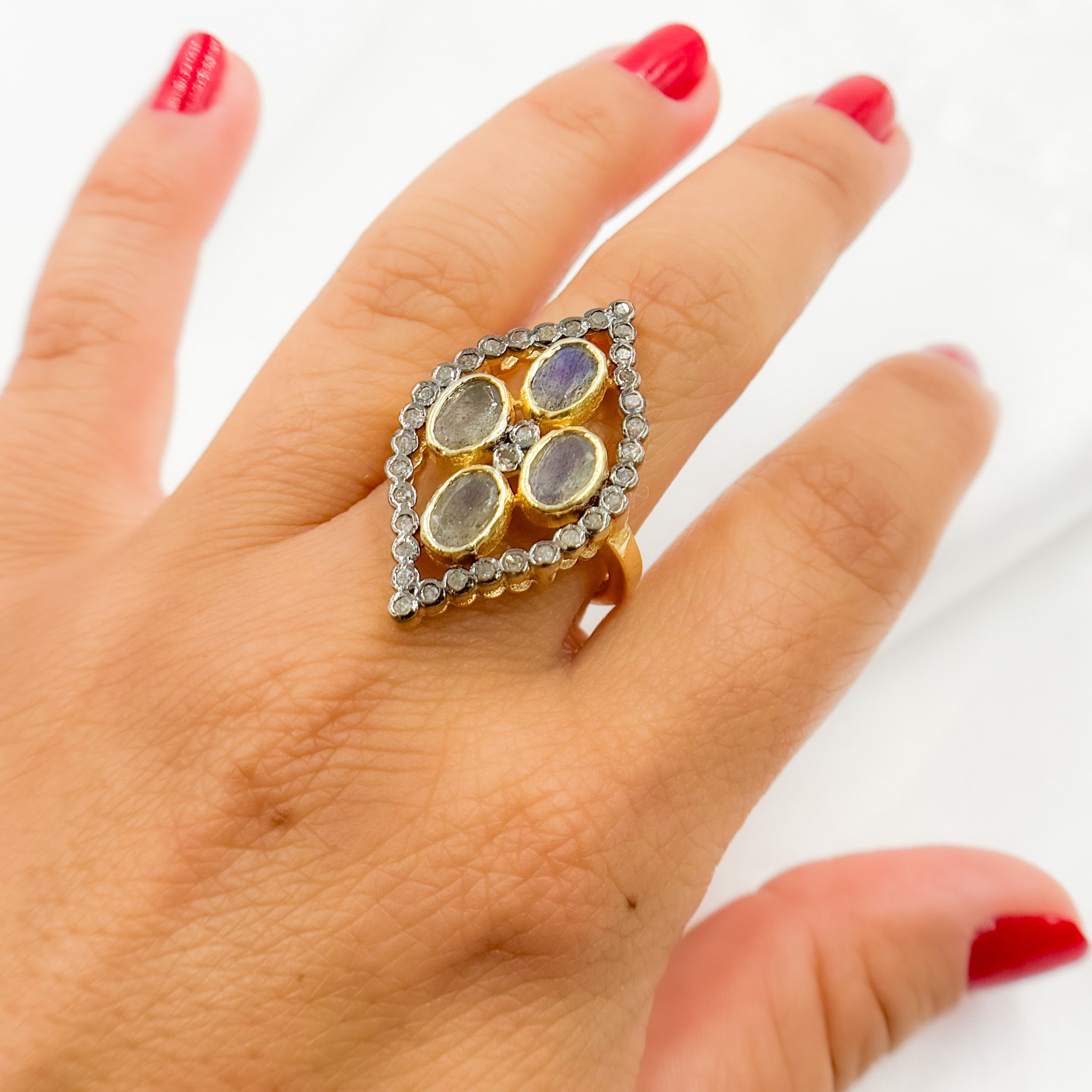 Diamond Sterling Silver Leaf Ring