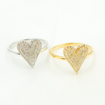 Load image into Gallery viewer, 14k Solid Gold Diamond Statement Heart Ring.