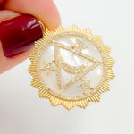 Load image into Gallery viewer, KG306. 14K Solid Gold Round Moon and Stars Pendant