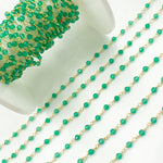 Load image into Gallery viewer, GRE9. Green Onyx Gold Plated Wire Chain