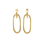 Load image into Gallery viewer, 14k Solid Gold Flat Oval Hollow Dangle Earrings
