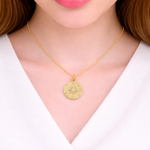 Load image into Gallery viewer, GDP226. 14K Solid Gold Diamonds Star Circle Charm